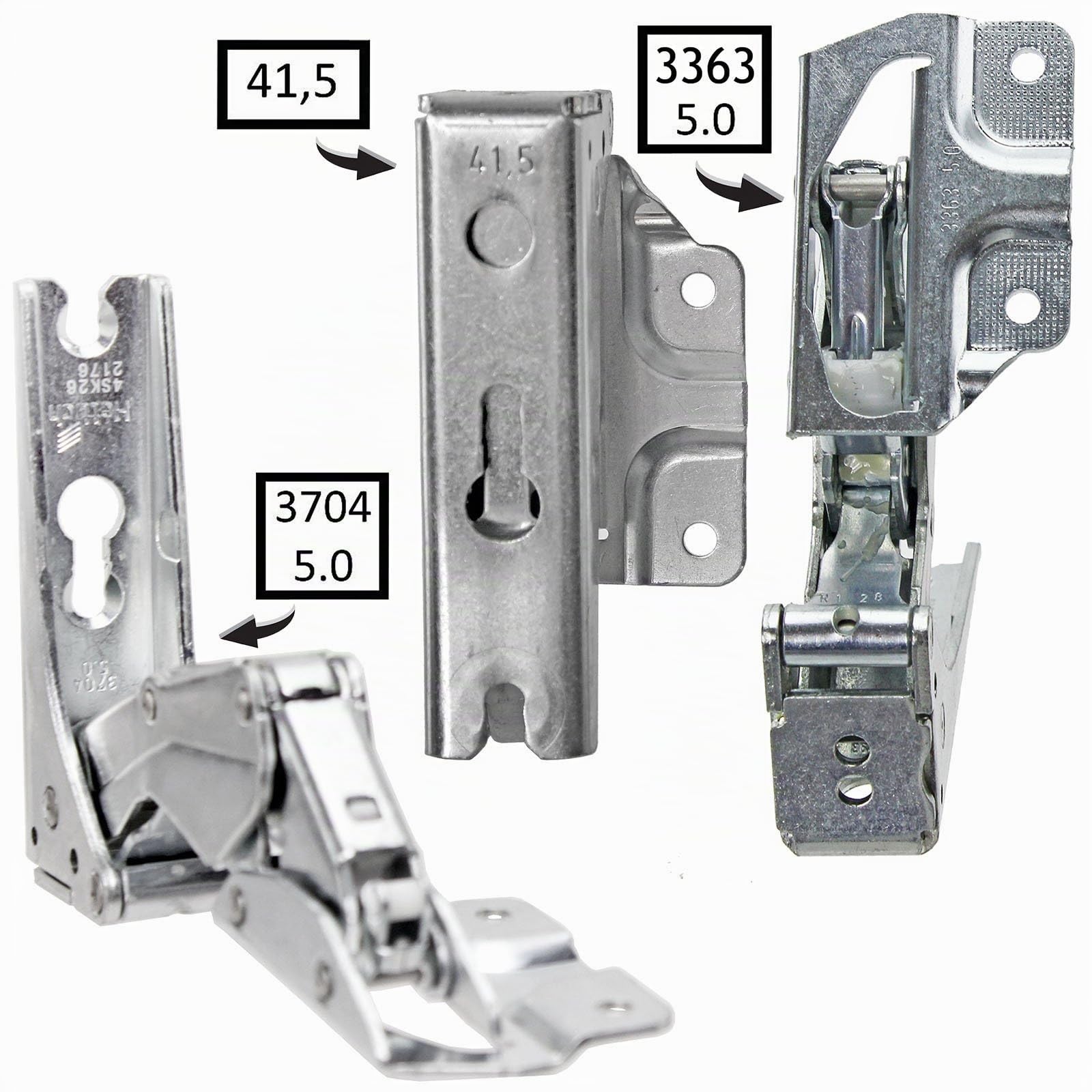 Spares2go Typ 3363 3362 5.0 41,5 Hettich Typ Tür Scharnier-Set für integrierte Kühlschrank/Gefrierschränke AEG