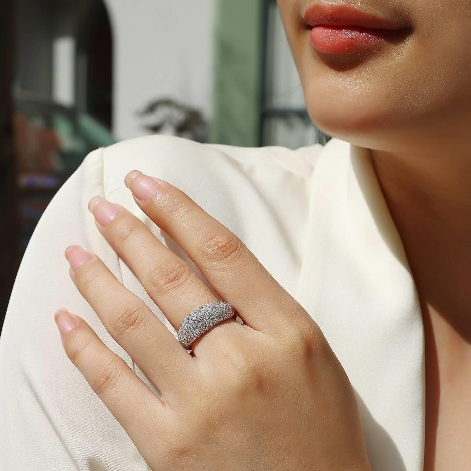 Moissanite pierścionek z białego złota, pierścionek zaręczynowy, pierścionek ślubny z moissanite
