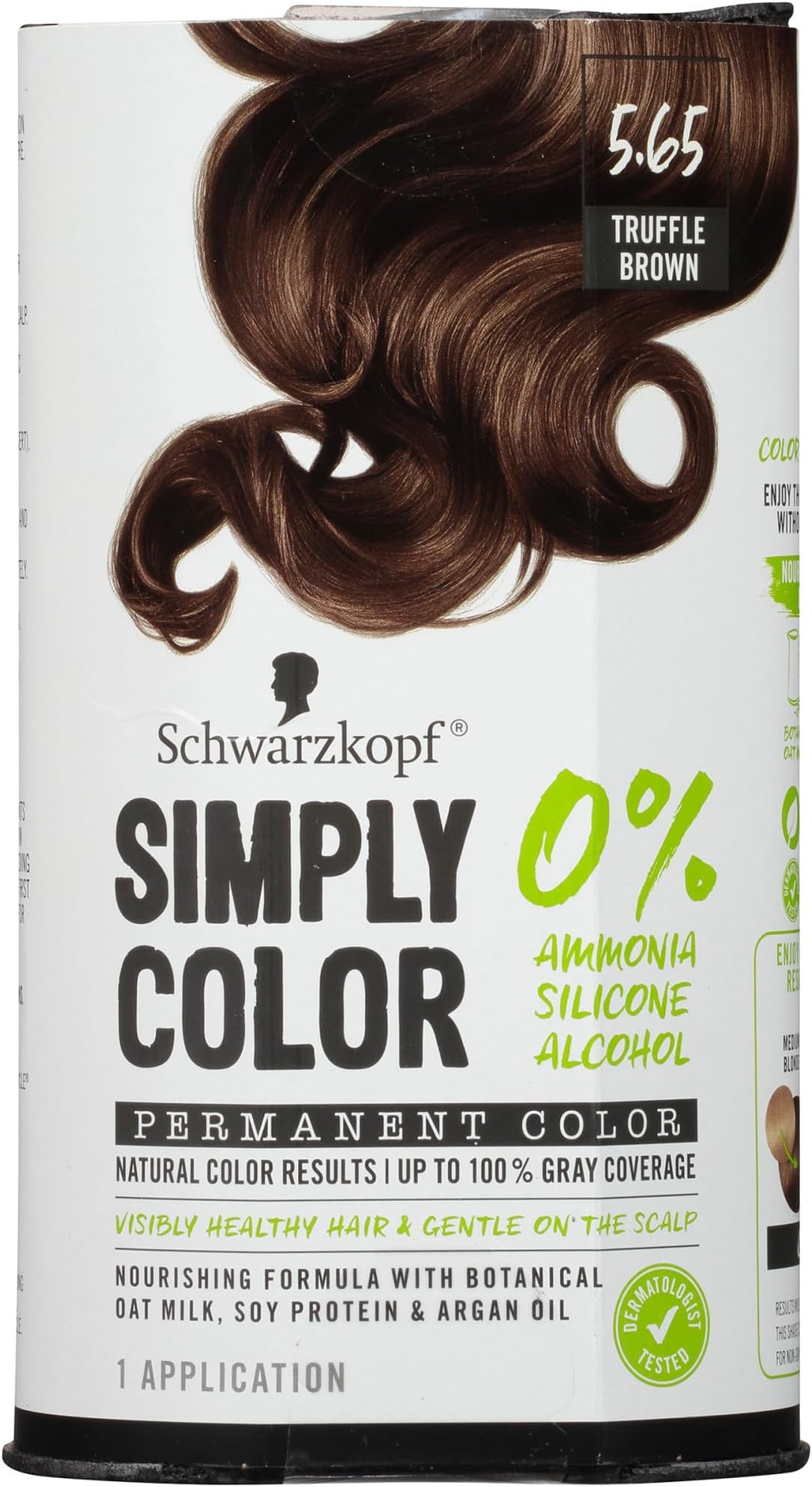 Schwarzkopf Simply Color Hair Color 5.65 Truffle Brown, 1 Application - Permanent Hair Dye for Healthy Looking Hair without Ammonia or Silicone, Dermatologist Tested, No PPD & PTD