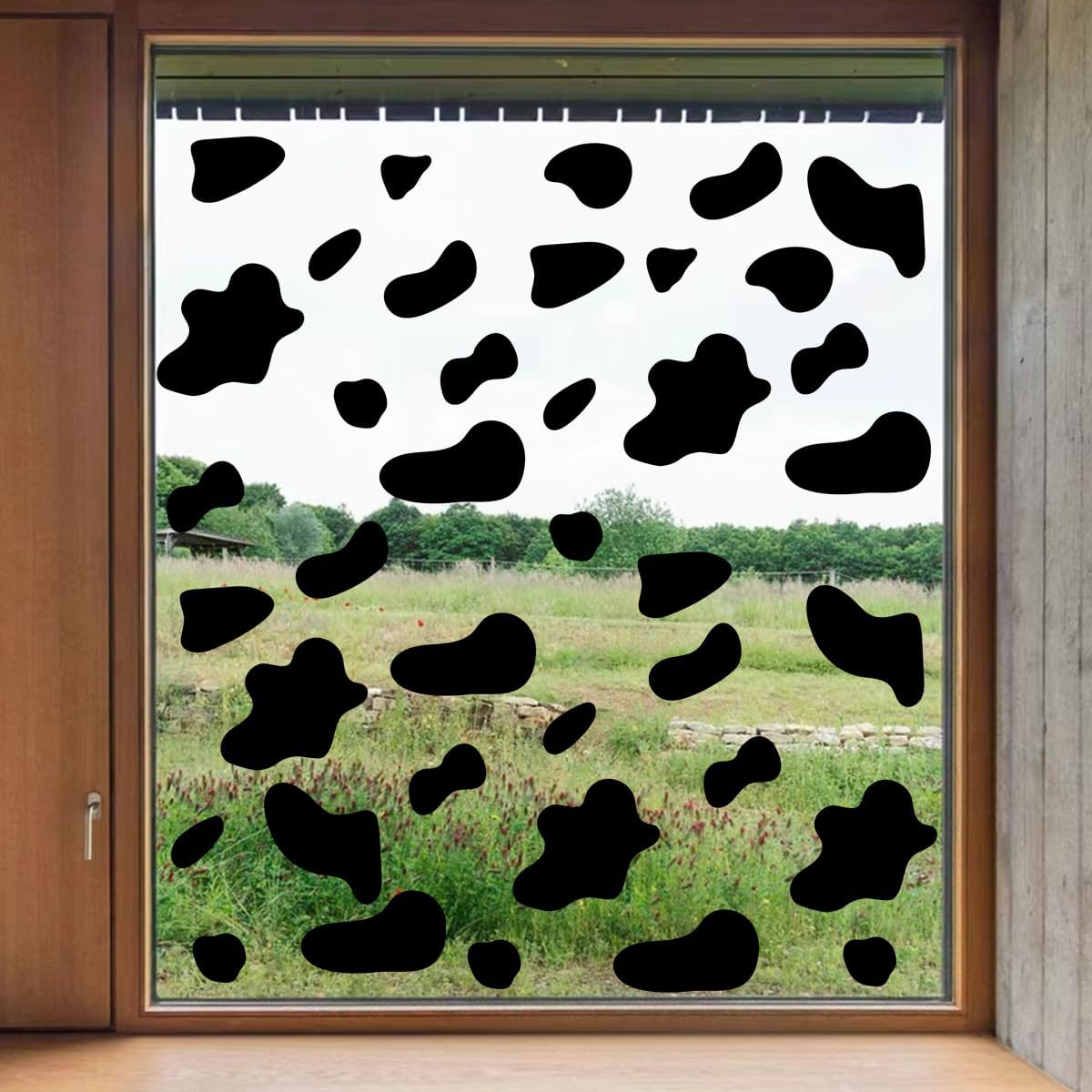Runtoo Large Cow Print Wall Stickers Modern Cow Spot Wall Decals Black Polka Dot Wall Decor for Bathroom Bedroom Baby Nursery Classroom