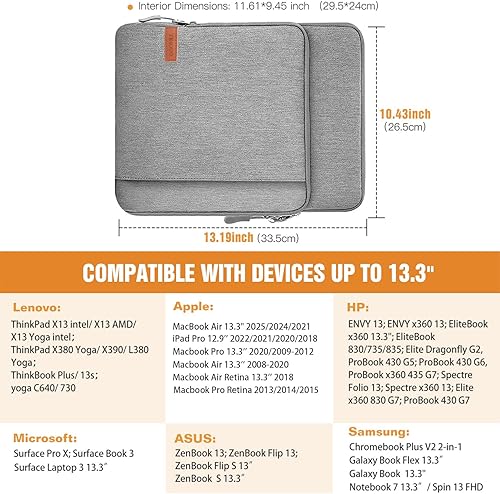 Miniatura 2 de TiMOVO Funda de transporte para laptop de 13.3 a 14 pulgadas con bolsillos para iPad Air de 13 pulgadas 2024, iPad Pro de 13 pulgadas 2024, MacBook