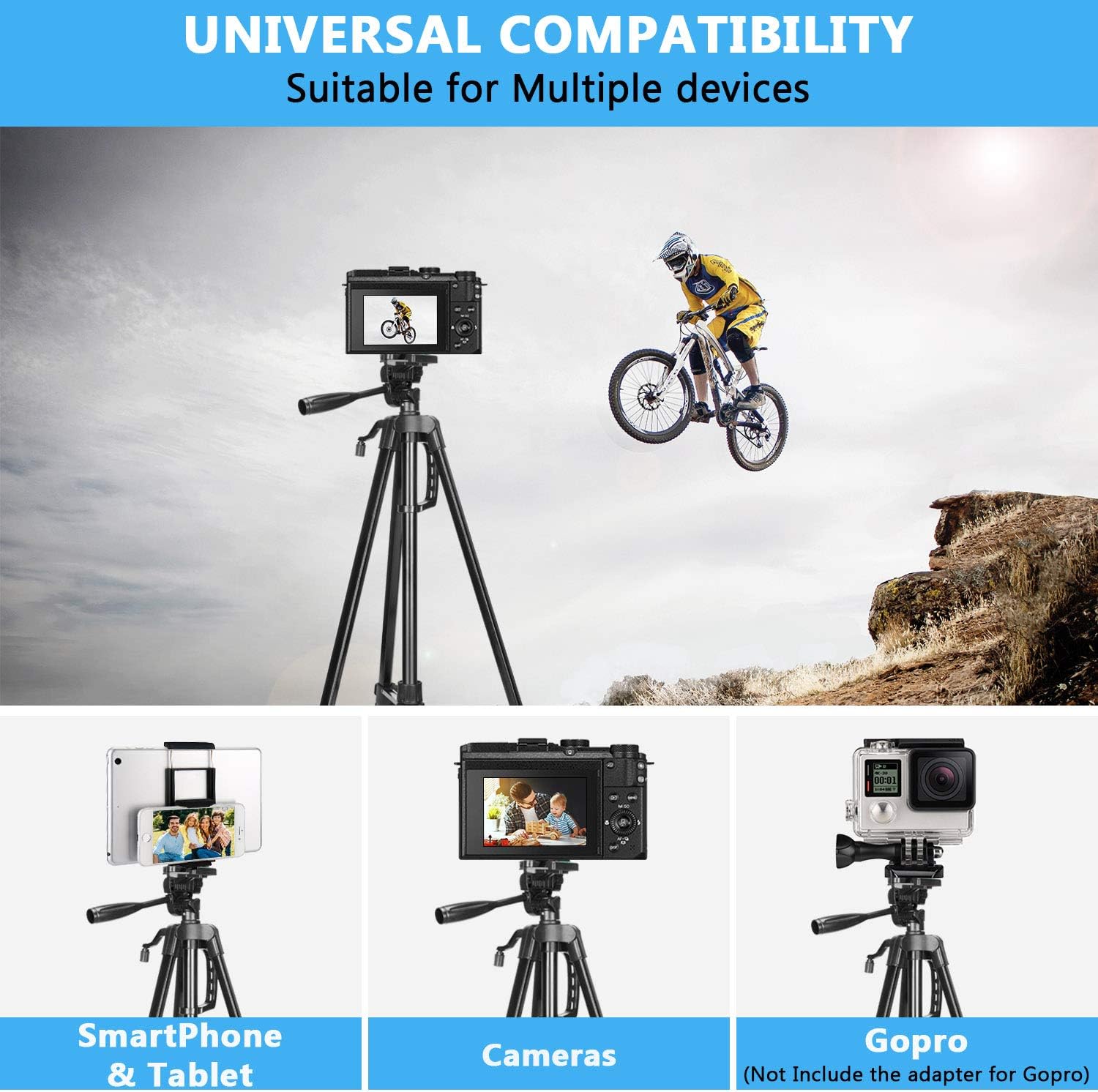 Flash Deals - 60% OFF PEYOU Hand-held 63 Tripod Compatible for iPad Phone [2021 Upgrade] Lightweight Aluminum Phone Camera Tablet Tripod + Wireless Remote + 2 in 1 Mount Holder (Width 2-3.3), Tablet (Width 4.3-7.2)