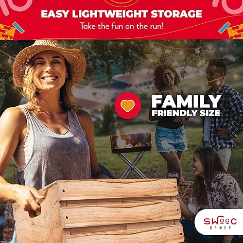 Miniatura 3 de Splinter Woodworking - Juego de torre gigante Co | 60 bloques grandes | Caja de almacenamiento/mesa de juegos al aire libre | Comienza con más de