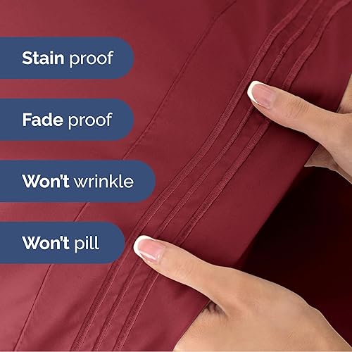Vista 454 de Juego de sábanas de 4 piezas tamaño king, extrasuaves, transpirables y refrescantes con esquinas profundas, sábanas de fácil ajuste y sin arrugas