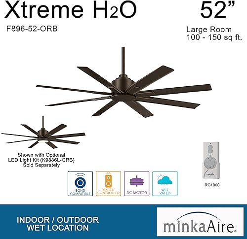 Miniatura 8 de MINKA-AIRE Xtreme H2O - Ventilador de techo para exteriores de 52 pulgadas F896-52-ORB, bronce aceitado