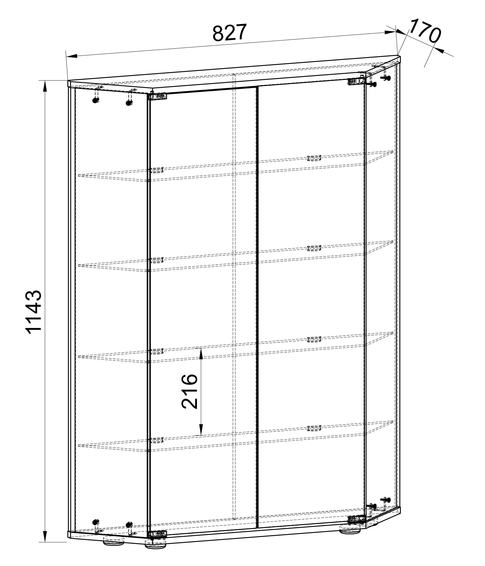 VCM Wandvitrine 83x17x114 cm 2 Türen 5 Fächer Holzwerkstoff Glas Büro