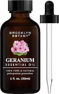 Brooklyn Botany Geranium Essential Oil - 100% Pure and Natural - Premium Grade Oil with Dropper - for Aromatherapy and Diffuser - 1 Fl Oz