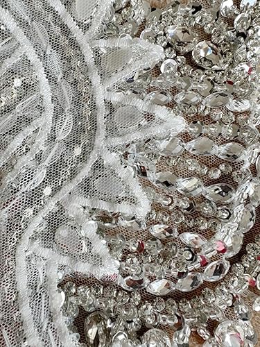 Miniatura 5 de Apliques hechos a mano de cristal en encaje, cuentas de diamantes de imitación de costura, parches de lentejuelas, accesorios de decoración de lujo