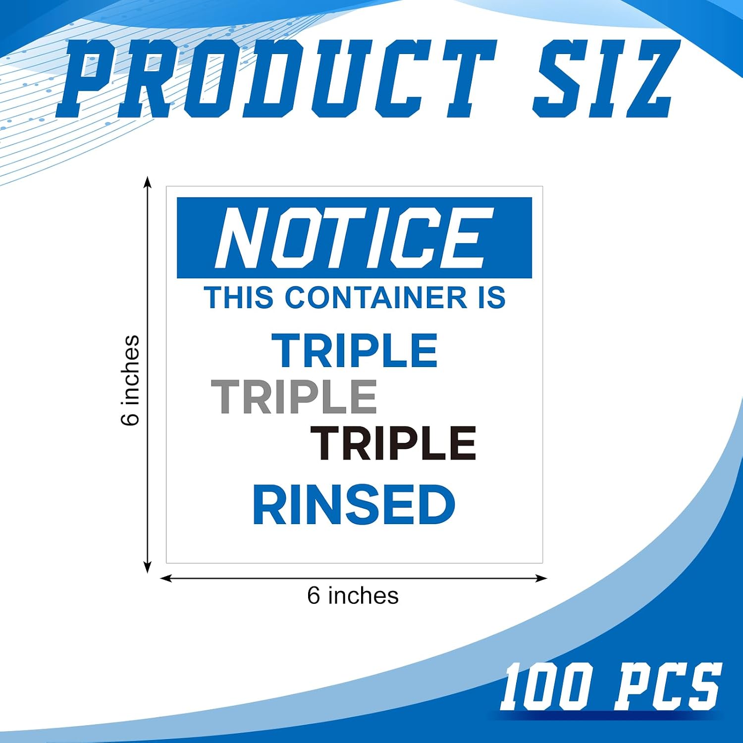 Dunzoom 100 Pack Triple Rinsed Label, 6" x 6" image 2