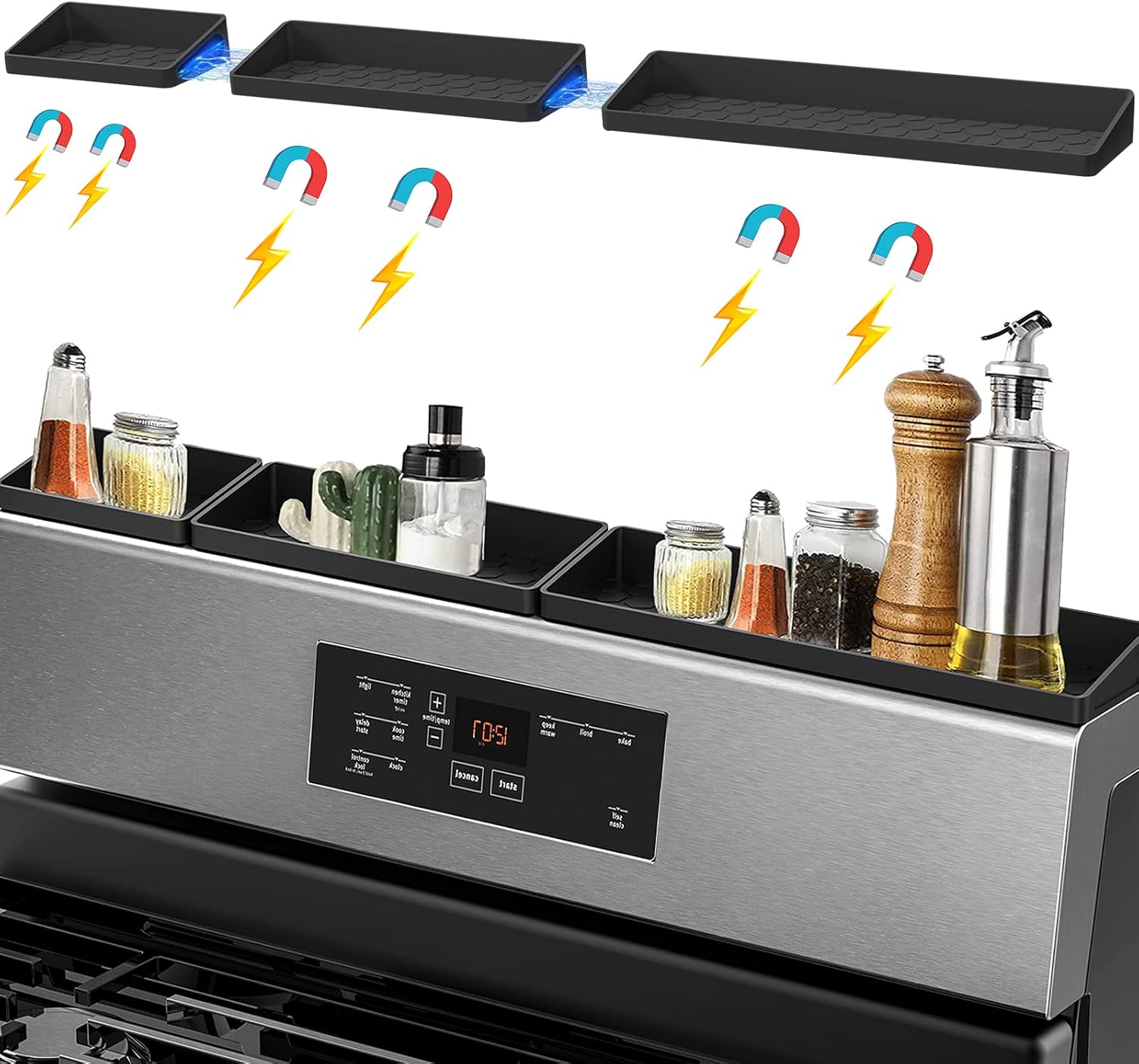 EBUYFIRE Silicone Stove Top Shelf 30inch, Nonslip Spice Racks