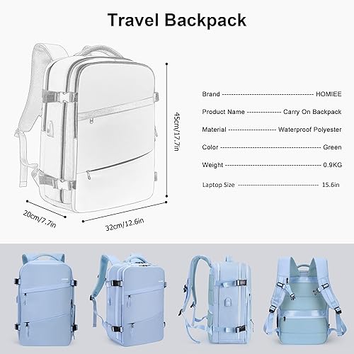 Miniatura 8 de HOMIEE Mochila para artículos personales aprobada por aerolíneas, Azul, Mochilas de viaje