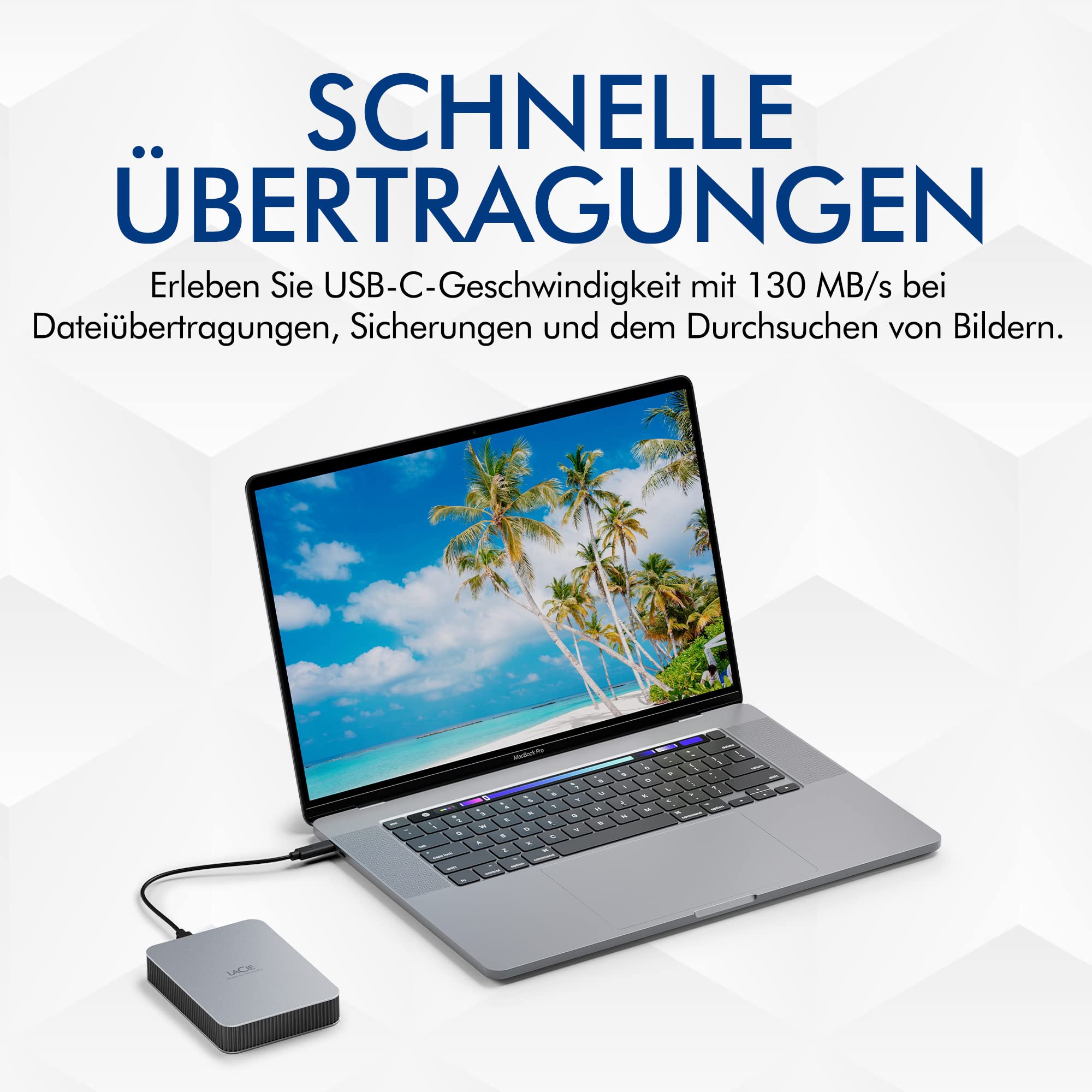 LaCie Mobile Drive Moon 2TB, Tragbare Externe Festplatte, 2.5 Zoll, Mac & PC, silber, inkl. Data Rescue Service (STLP2000400)