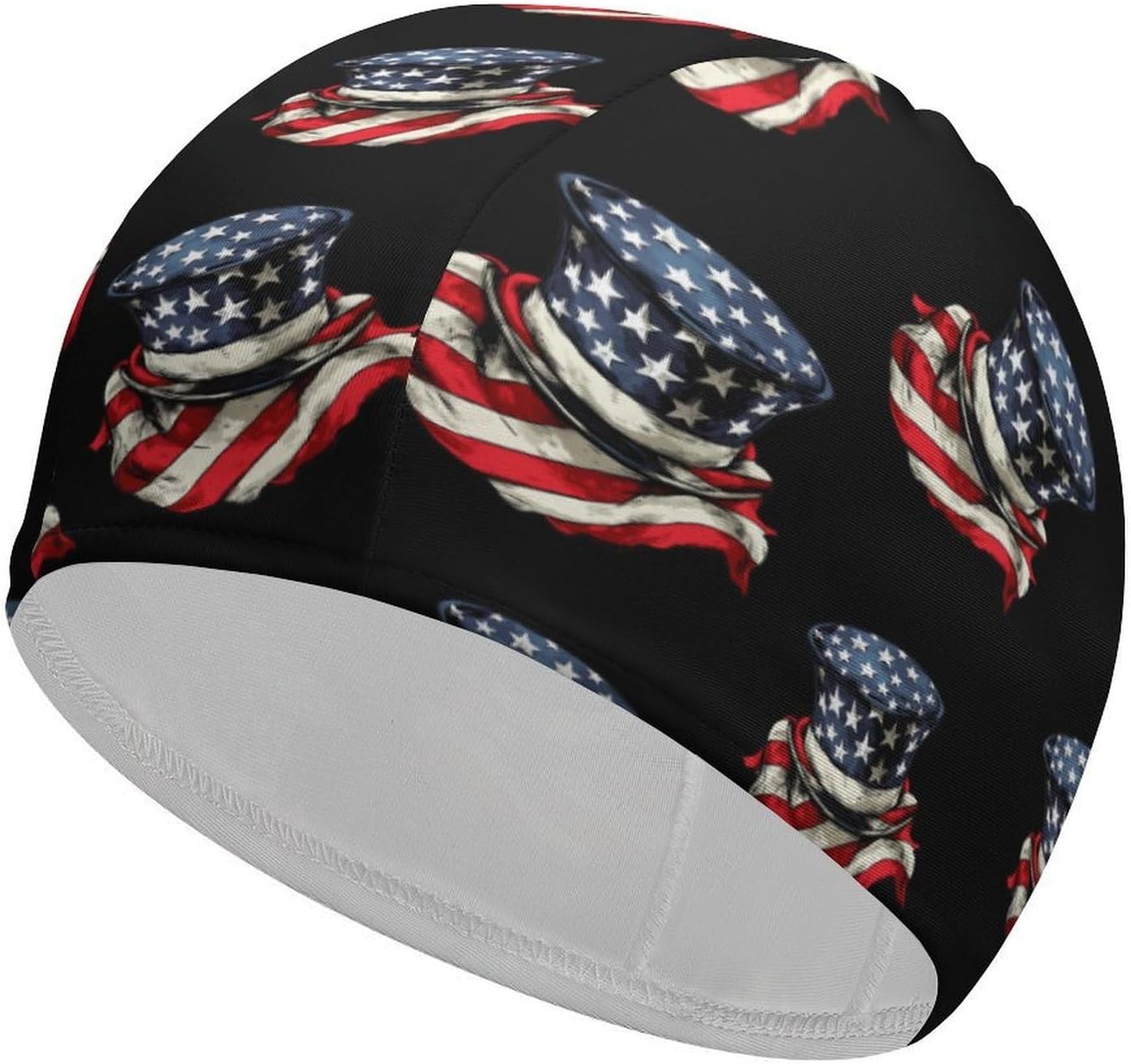 U.S.A. Flag Scarf Top Hat Womens Swim Cap for Men Adult Swimming Hat Curly Short Medium Long Hair