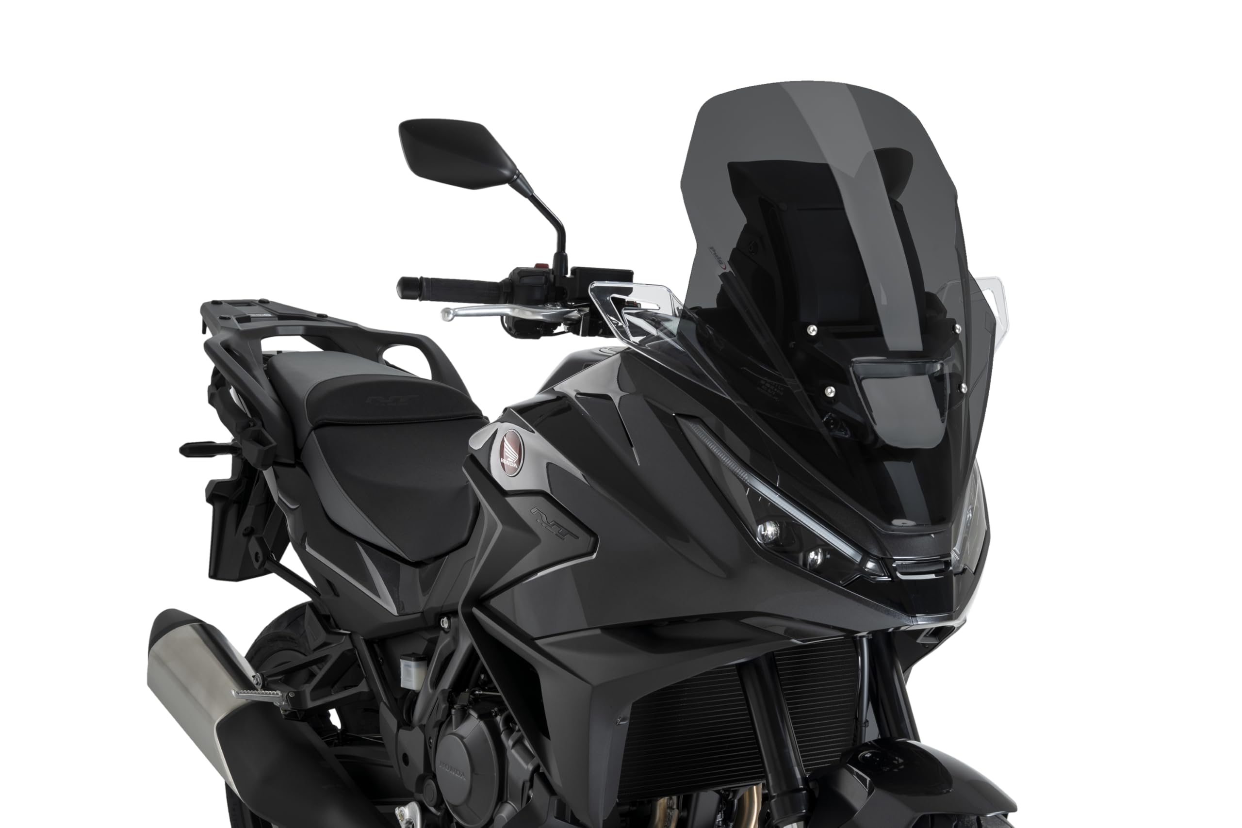 Puig 22402F Touring Windscreen; aerodynamic screen; elegant and functional design; optimal visibility; easy mounting with original screws; TÜV approved, Dark Smoke