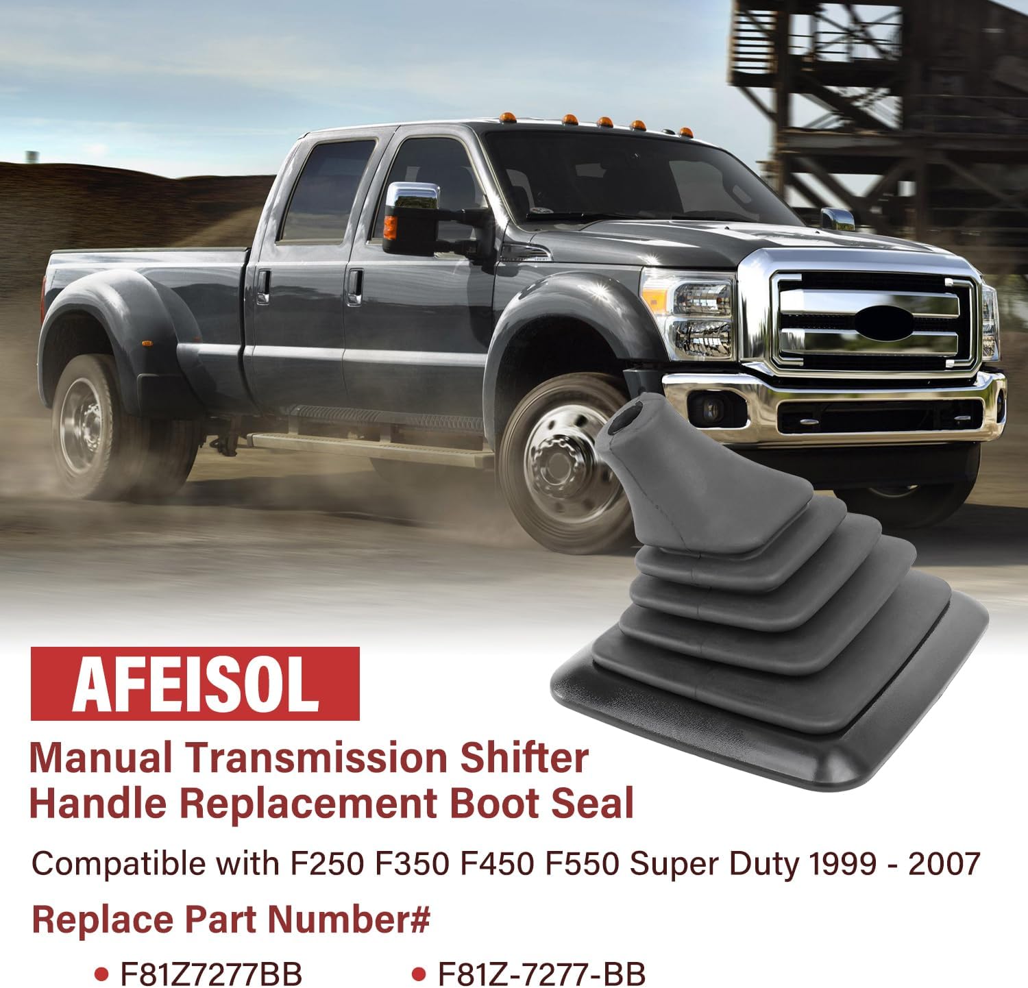 Manual Transmission Shifter Rubber Boot, Compatible with F250 F350 F450 F550 Super Duty 1999-2007 Manual Gear Shifter Knob Boot 6-Speed Shift Boot Seal Replace# F81Z7277BB F81Z-7277-BB