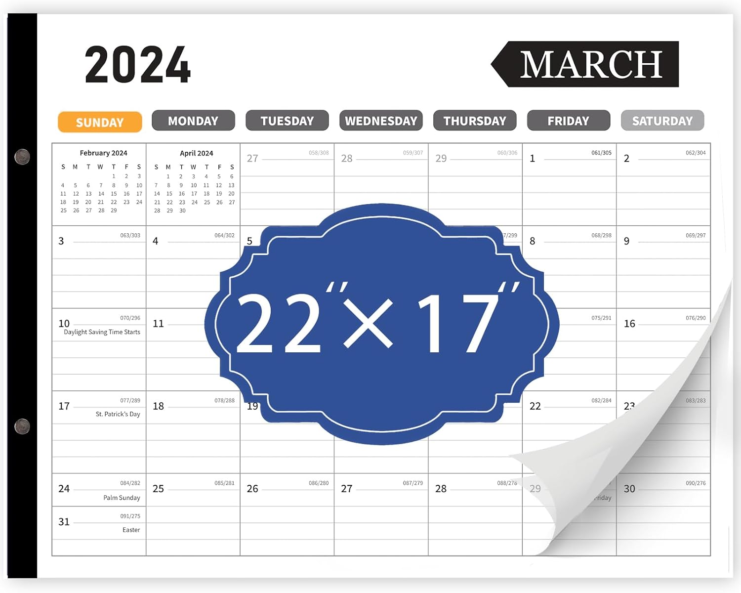Desk Calendar 2024 Large 22x17, 18 Months, January 2024 to June 2025