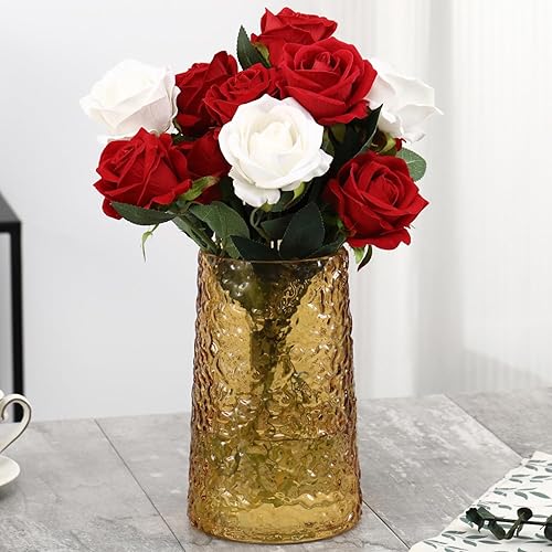 Miniatura 26 de Jarrón de vidrio acanalado, jarrones de flores para ramo, jarrones de vidrio transparente para flores, moderno jarrón acanalado para sala de estar,