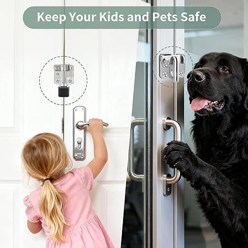 Miniatura 8 de Pestillo de puerta abatible con agujero para candado, cerradura de puerta de granero de acero inoxidable, cerrojo de puerta corrediza, pestillo de