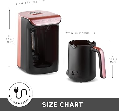 KARACA Hatır Köz Turkish Coffee Machine, for 5 People, 535W, Simple, Traditional & Fully Automatic Turkish Coffee Maker, Roseberry