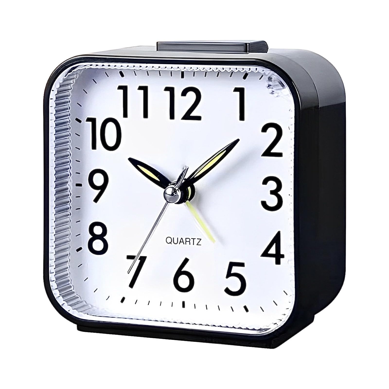 Alarm Clock, Alarm Clocks Bedside, Silent Non Ticking Small Clock, Battery Alarm Clocks for Bedrooms, Office, Outdoors, Heavy Sleepers, Travel, Girl Children(Black)