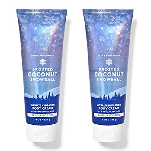 Bath and Body Works - Juego de 2 cremas corporales (bola de nieve de coco escarchado), 2 onzas