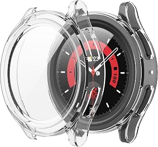 CASENED Tempered Glass Protective Case for Apple Watch Series 10 (2024) 46mm – Ultra-Thin, Scratch-Resistant (Transparent, Galaxy Watch 5 Pro [45mm])