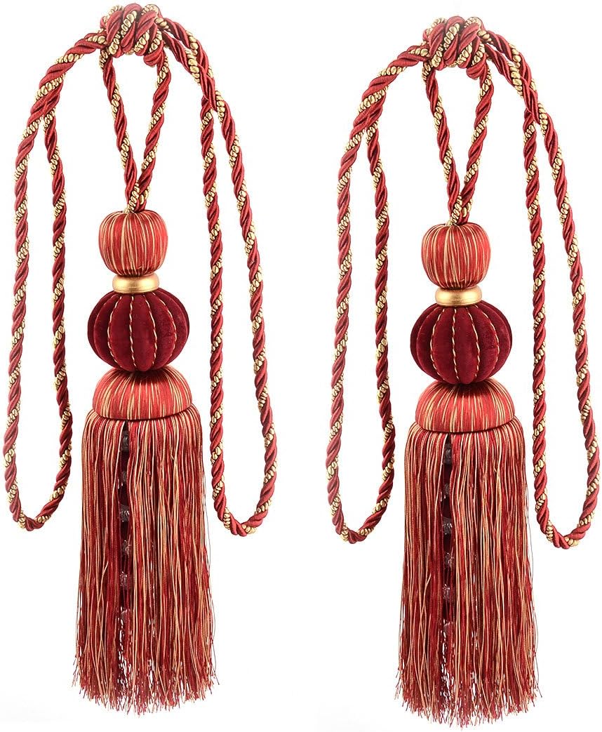 Nylon Household Window Voile Sheer Curtain Holdback Tie Back Tassel Pair Red (id: 980 48c 238 43c AFA