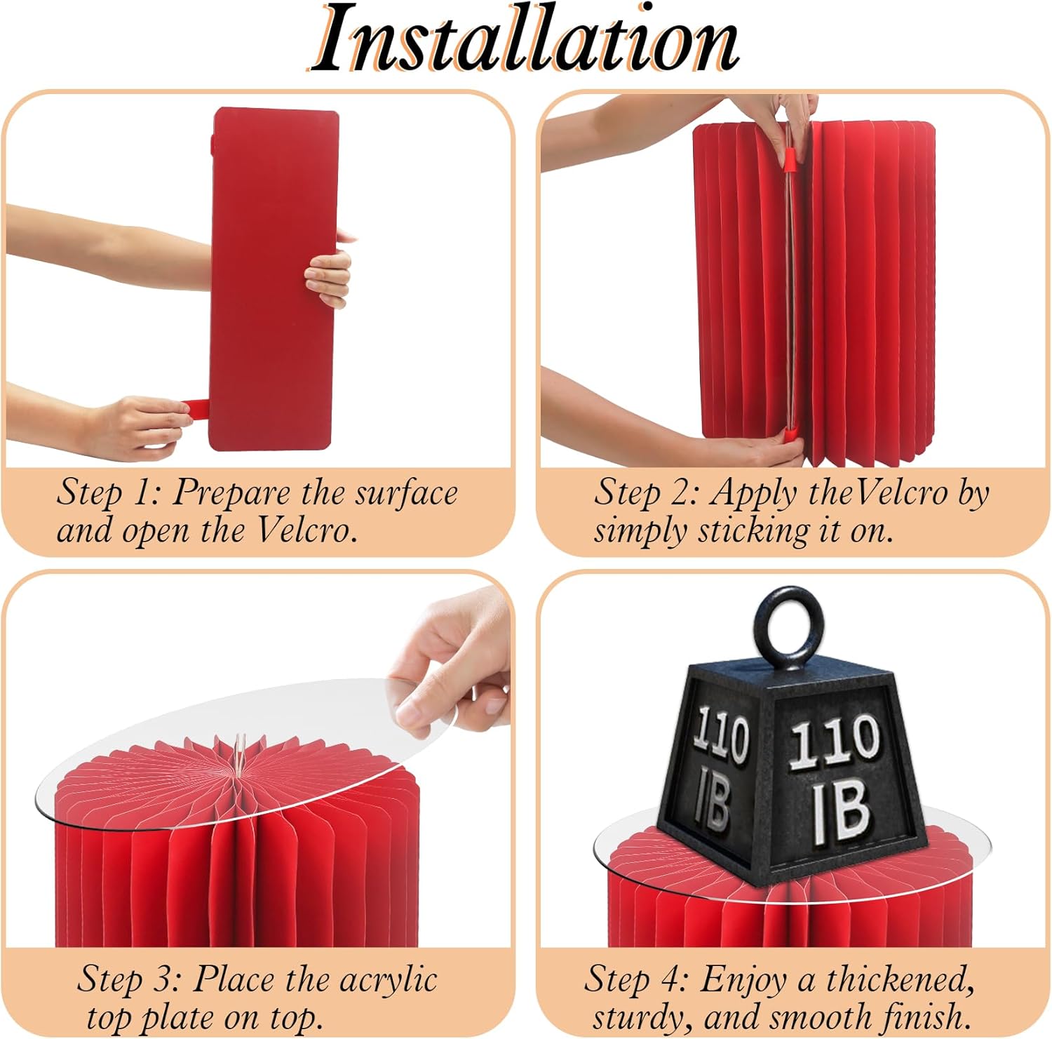 magalo Cylinder Stands for Party 5PCS Foldable Cardboard Columns Round Display Pedestal Stand Cylinder Tables for Wedding Birthday Baby Shower Dessert Cake Decoration-Red