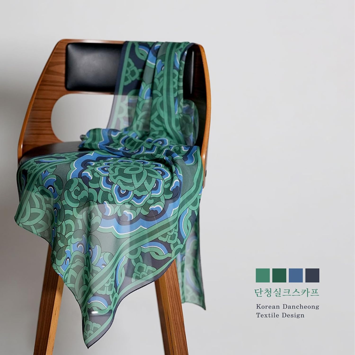 Lafulaful 100% Silk Scarf for Women, Lightweight Long Silk Chiffon Accessory Inspired by Sungnyemun Dancheong Korean Traditional Pattern