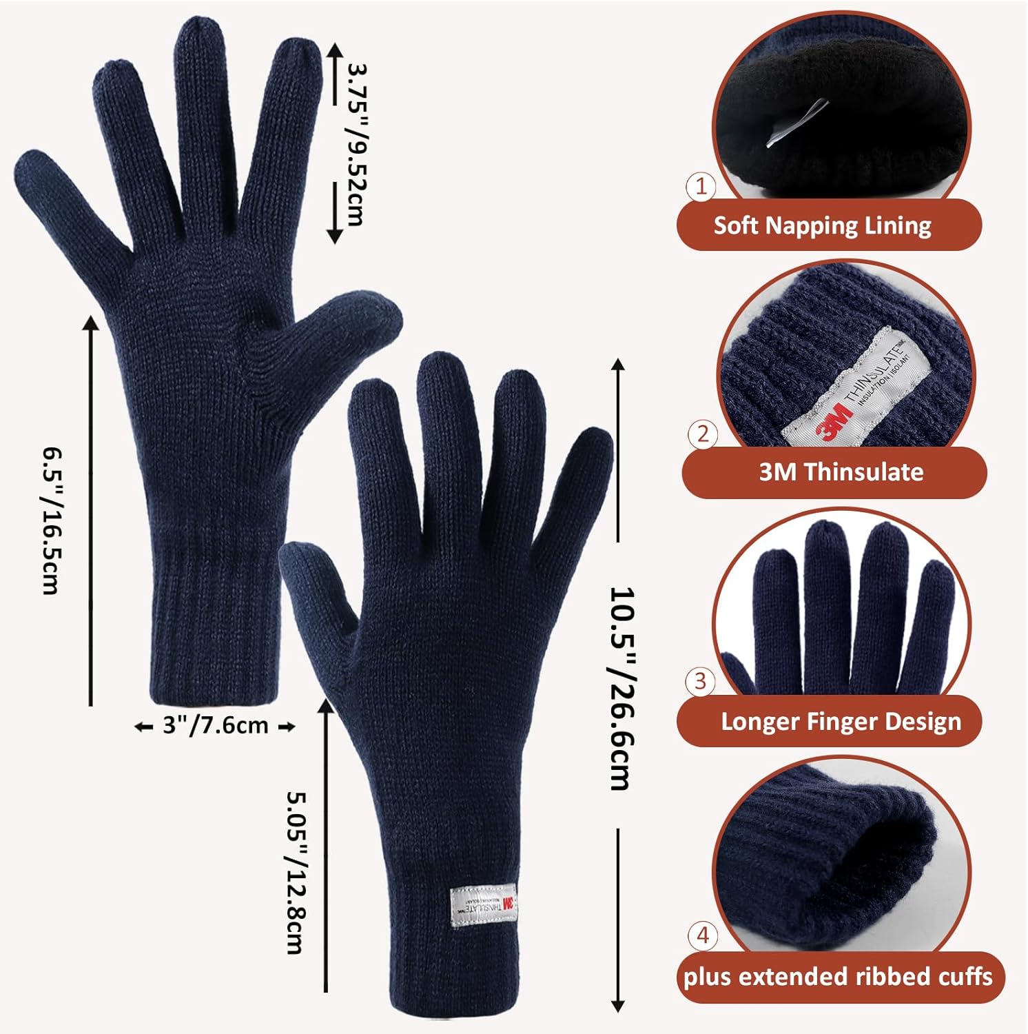 Waterproof Fleece Lined Winter Hat & Gloves Set for Men Women Warm Knit Beanie 2 Pack for Outdoor - Image 4