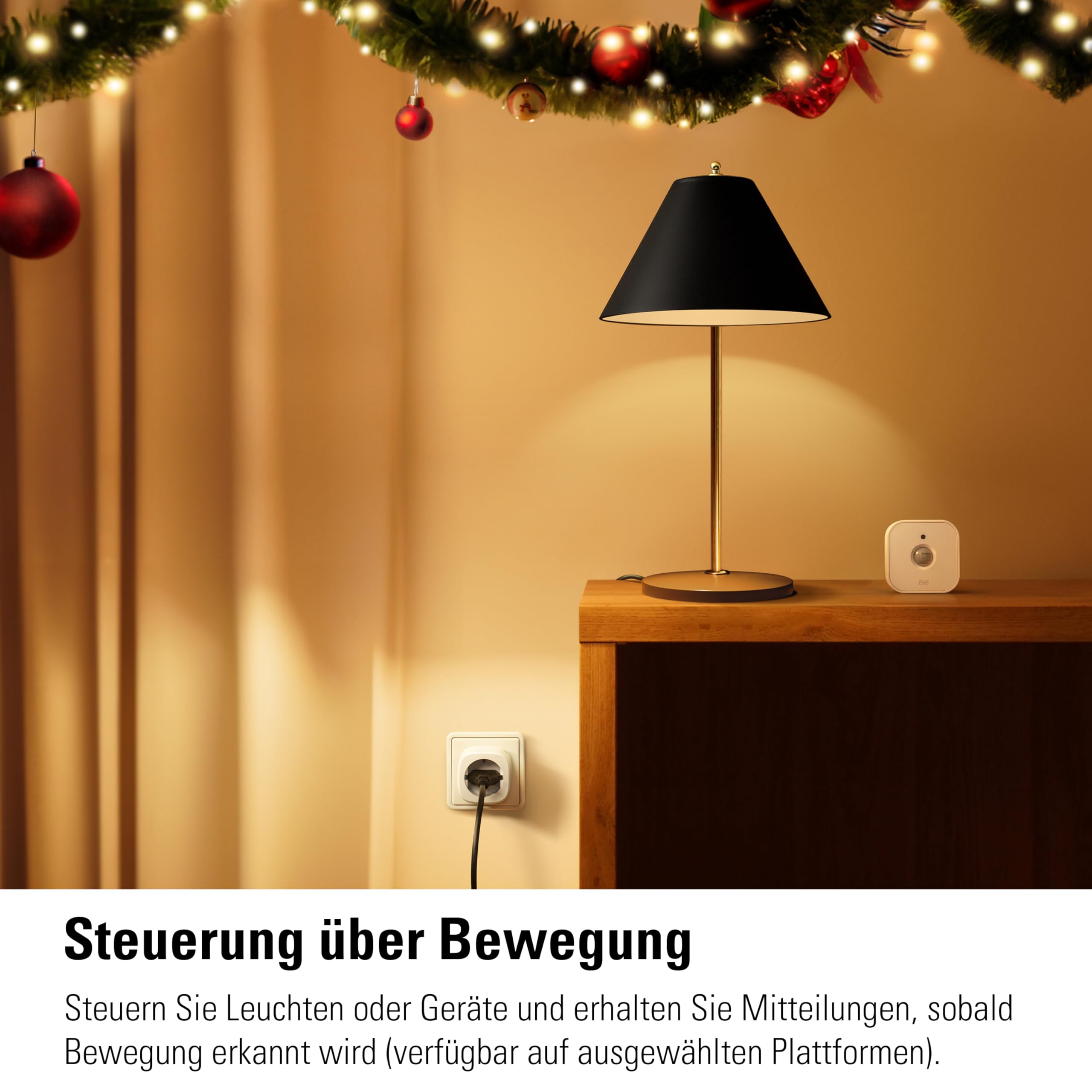 Eve Motion (Matter), Bewegungsmelder mit Lichtsensor (Innen-/Außenbereich), smarte Licht-/Geräte-Steuerung, kompatibel mit Alexa, Apple Home, Google Home, SmartThings, Thread Border Router erforderl