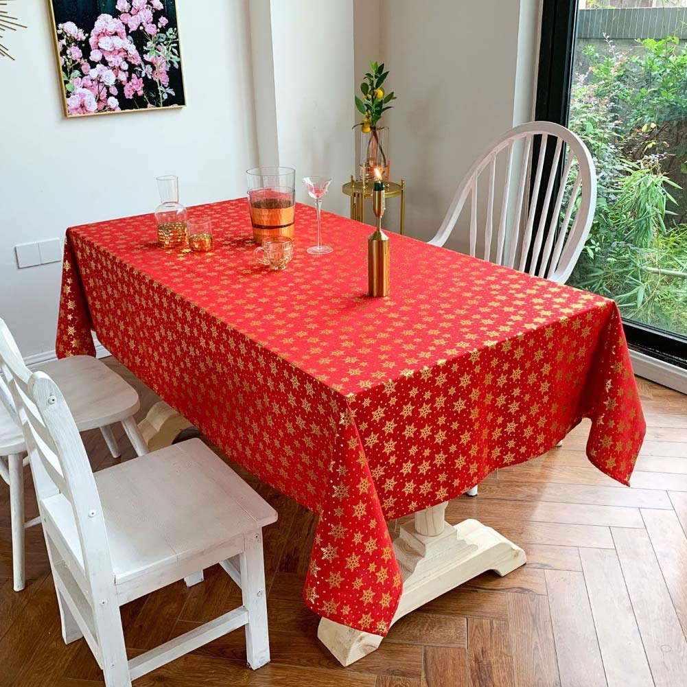 Nappe coton rouge 140x240 nappe de Noël rectangulaire pour décoration de table cuisine et fête