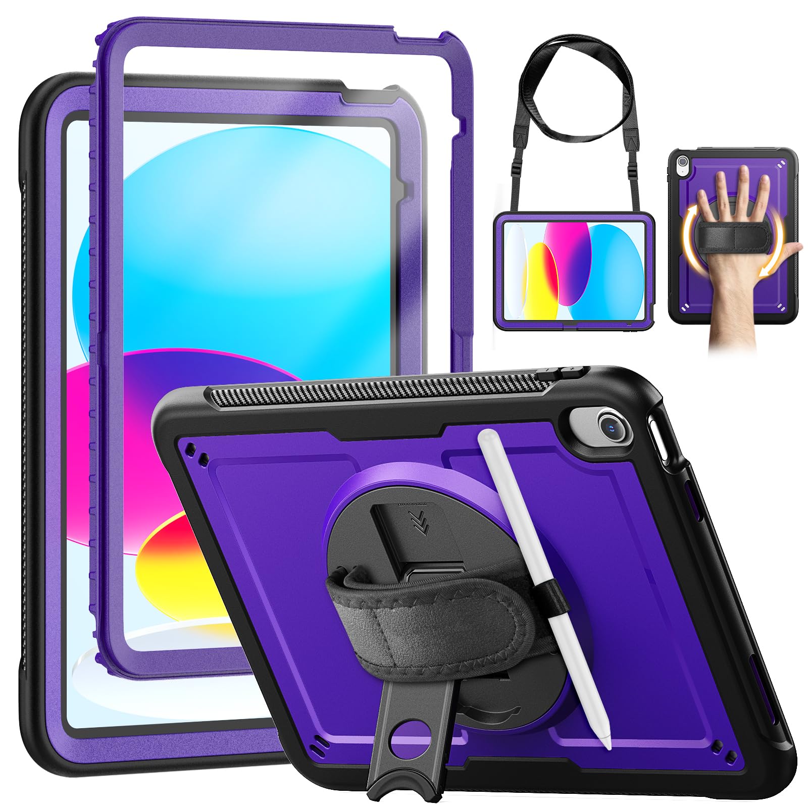 KAIJIAbox Case for iPad (A16) 11th/10th Generation 2025/2022 (11" /10.9 Inch), Full-Body Shockproof Protective Case with Screen Protector, 360°