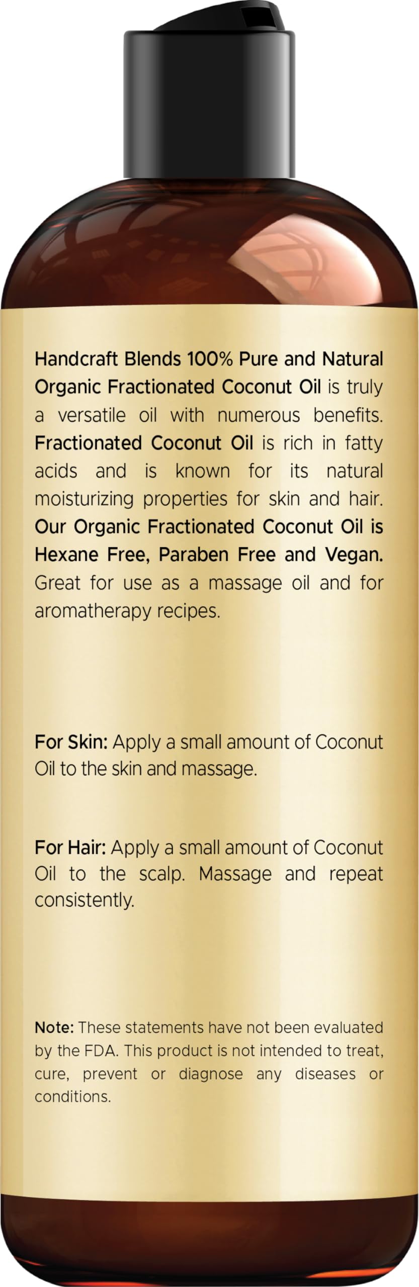 Handcraft Blends Organic Fractionated Coconut Oil, 236 ml, 100% Pure and Natural, Premium Grade Carrier Oil for Skin and Hair - Image 2