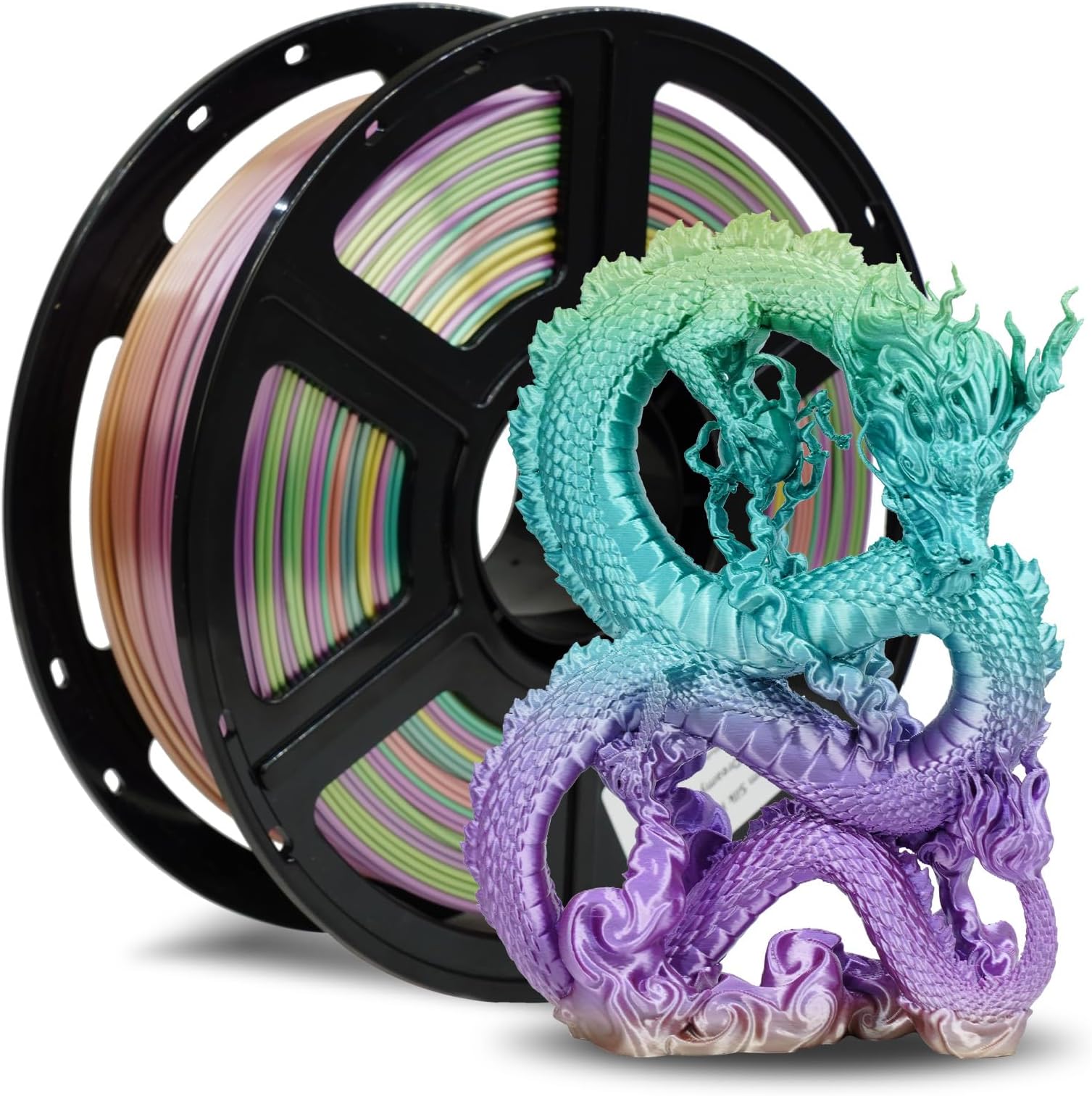 Silk PLA Filament 1.75mm, 3D Printer Filament 1kg (2.2lbs) Spool, Smooth and Silky Texture 3D Printing Filament, Dimensional Accuracy +/- 0.02mm