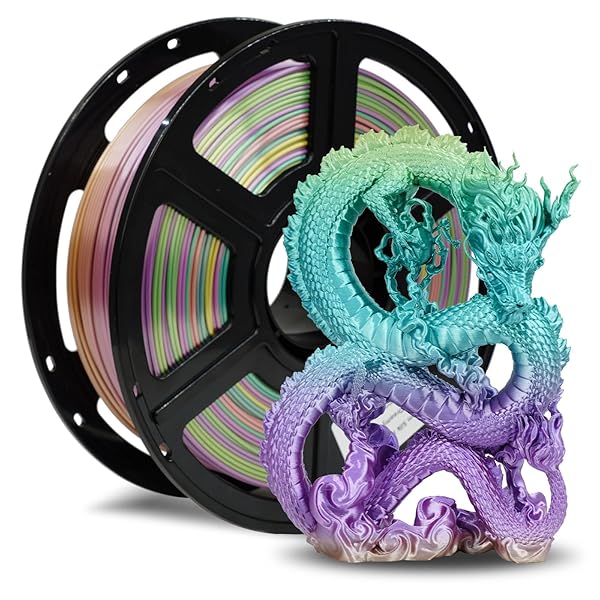 FLASHFORGE Silk PLA Filament 1.75mm Metal Rainbow, 3D Printer Filament 1kg (2.2lbs) Spool, Smooth and Silky Texture 3D Printing Filament, Dimensional Accuracy +/- 0.02mm
