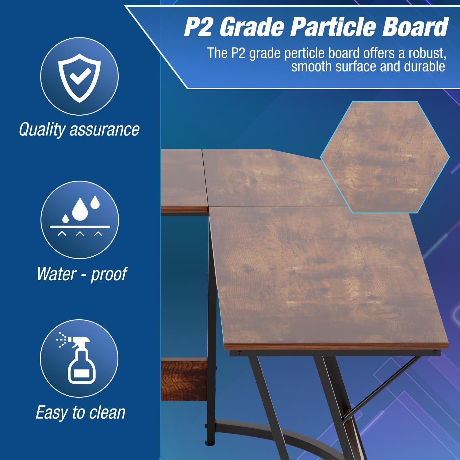 L Shaped Computer Gaming Desk,Office Writing Desk Workstation Kids Adults Study Desk Corner Task Desk w/Monitor Riser Stand PC Large Desktop L- Desk for Gaming Reading Working,Brown