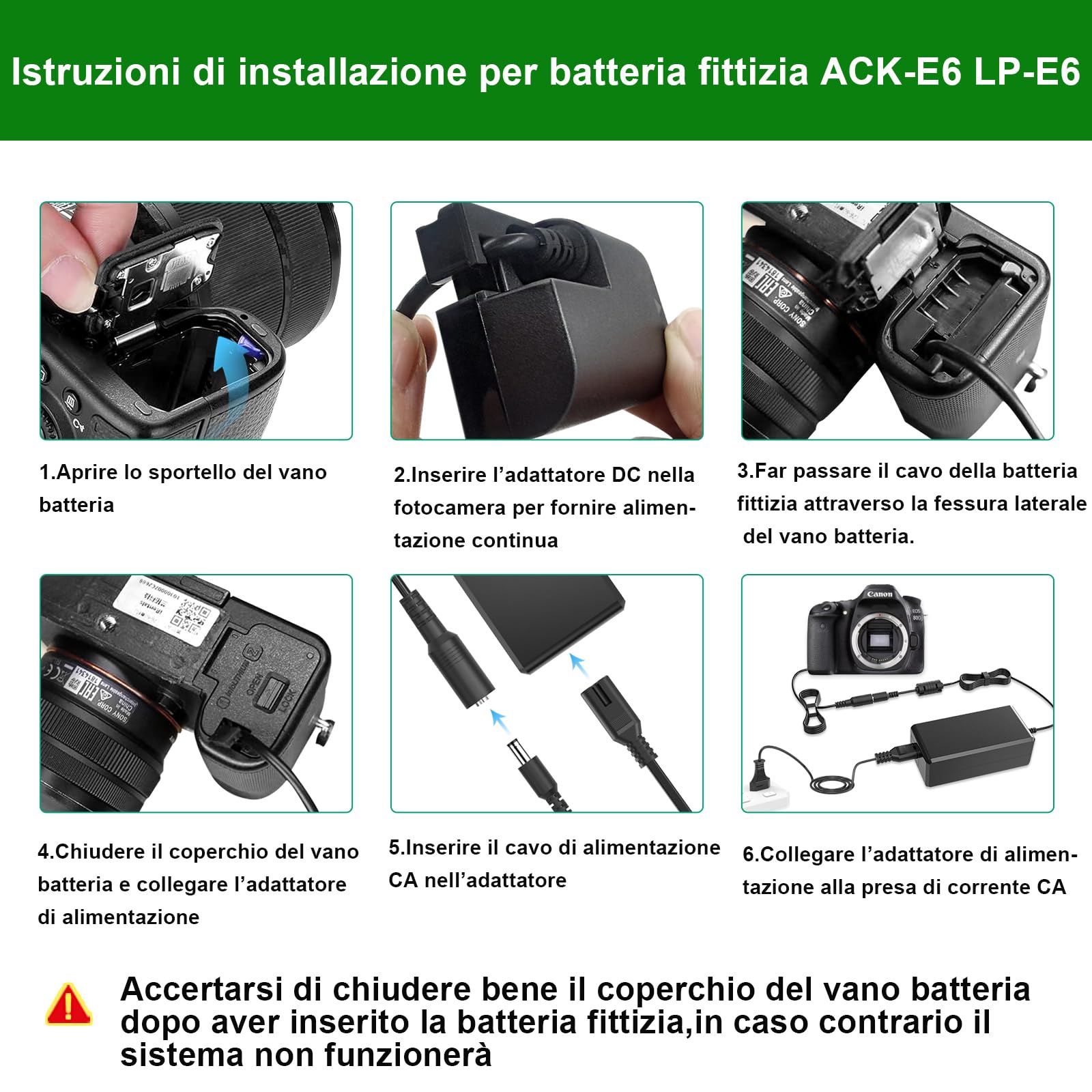 ACK-E6 - Caricabatterie di ricambio per fotocamera DSLR Canon EOS 70D 7D, EOS 60D 6D, EOS 5D Mark II, EOS 5DS, EOS 5DS-R con chip intelligente completamente decodificato
