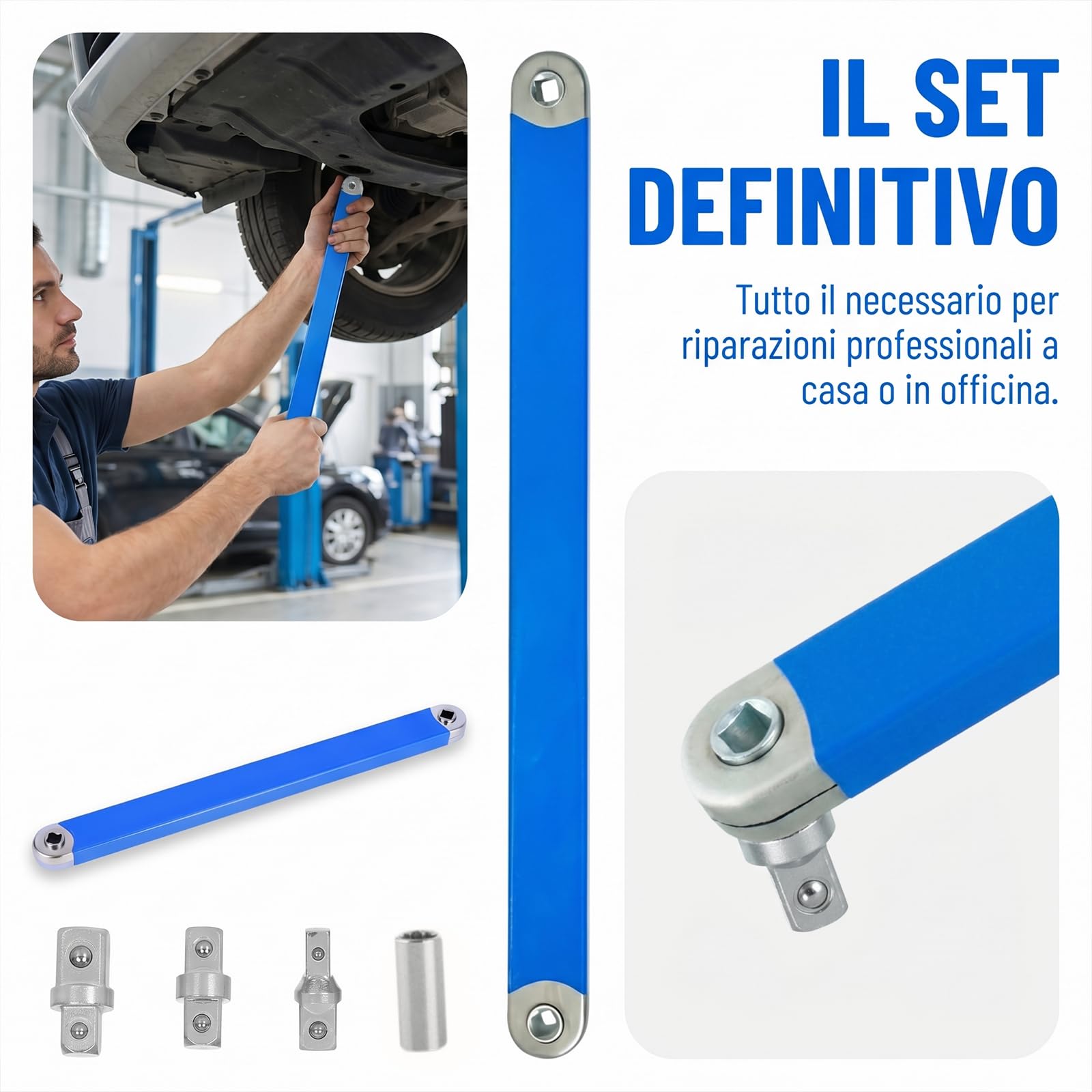 Baoblaze Set Chiave di Prolunga Offset, Prolunga Chiave a Cricchetto Utensile Manuale, Set di Chiavi di Prolunga a Portata Stretta per Aree Difficili da Raggiungere