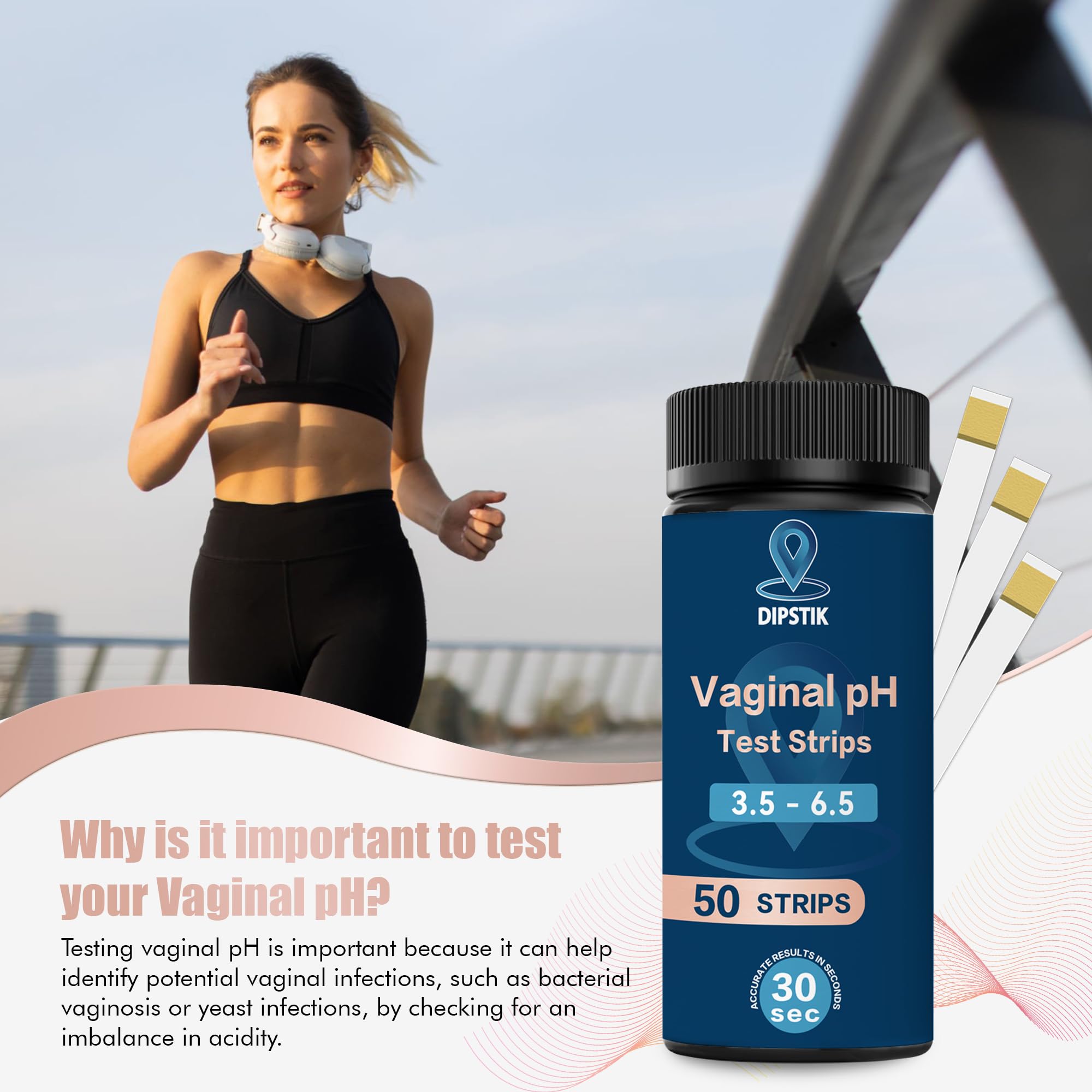 DIPSTIK pH Vaginales pour les Infections Vaginales, kit de test du pH féminin pour femmes souffrant d'infections à levures, kit de test BV à domicile