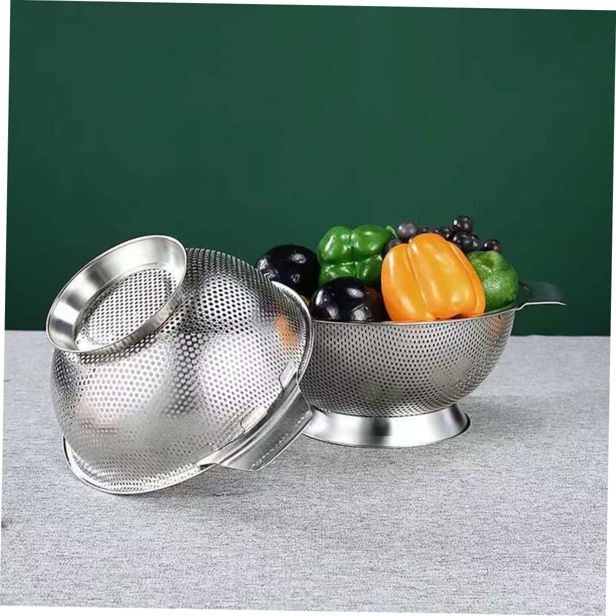 Colador Escurridor de Arroz Redondo de Acero Inoxidable Plata