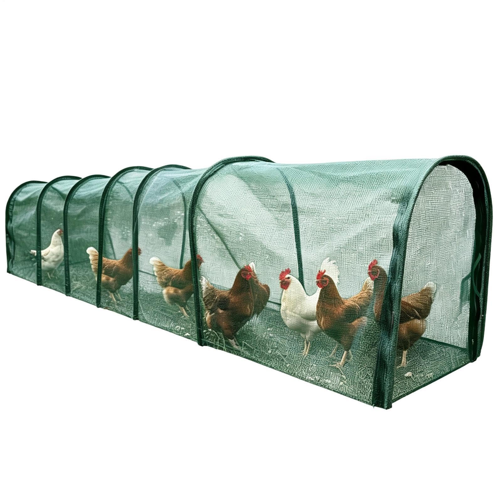 Corredor Gallinas con Malla Solar Y Recinto Nylon Largo Portátil | Jaulas Y Corral Para Pollos De Exterior Para Aves de Corral, Patos, Conejos, Pájaros, Interior, Exterior, Jardín, Granja,