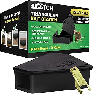 Mice Bait Station with Keys - 6 Pack Lockable Mouse Bait Stations for Indoor & Outdoor Use, Keeps Children and Pets Safe