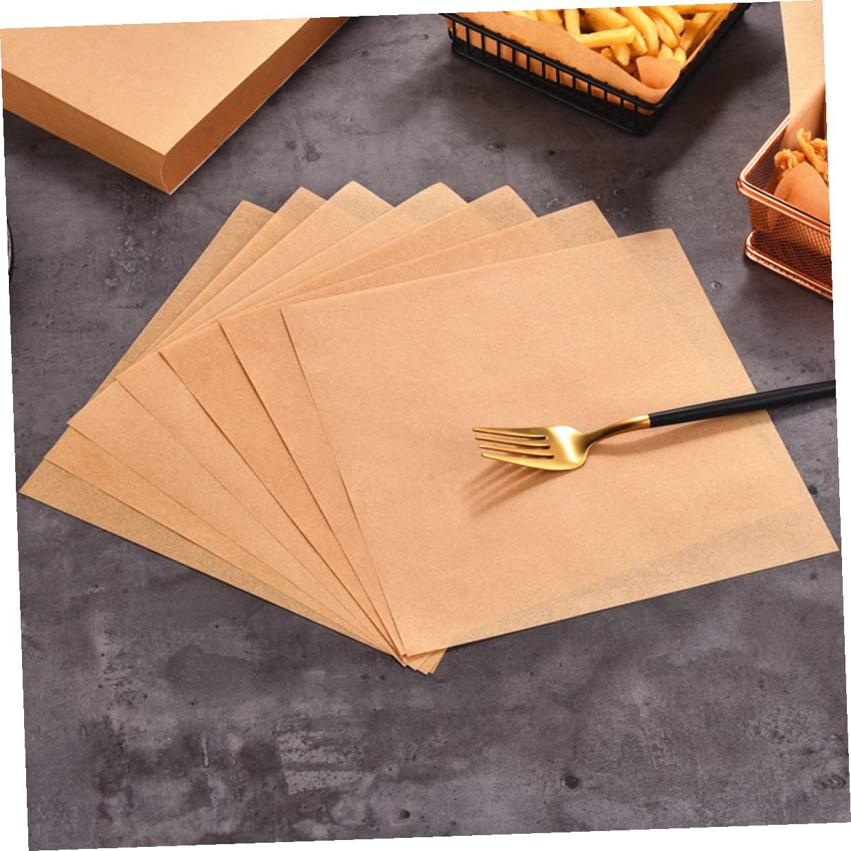 Papel Kraft para Hornear Absorbente de Grasa 500 Hojas Tamaño Compacto Color Caqui Adecuado para Bocadillos y Platos Desechables en Cocina Americana