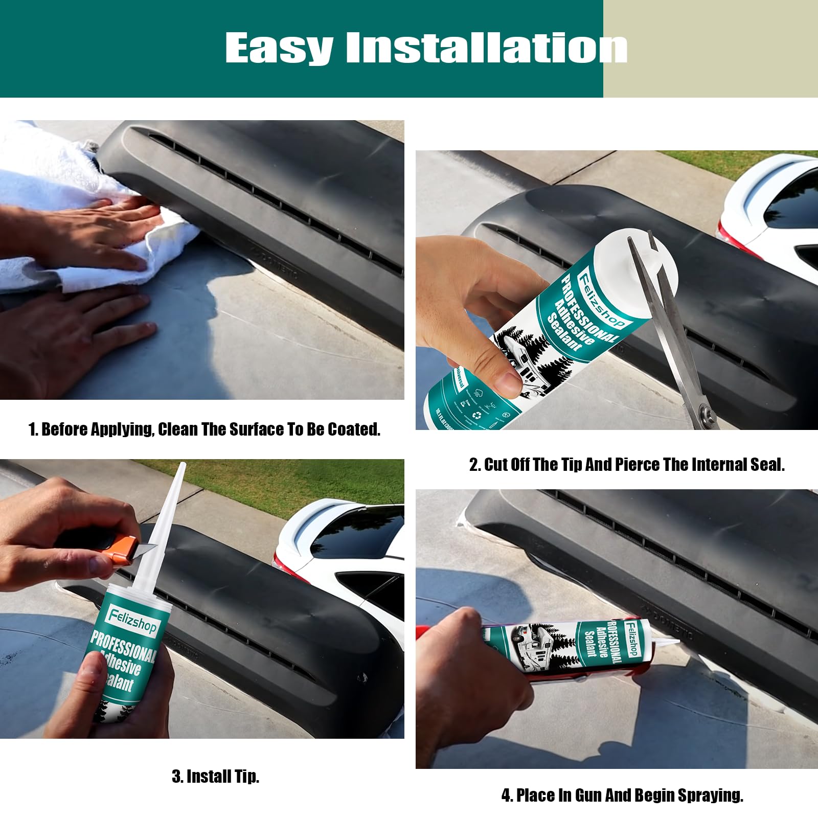 Sellador de techo para autocaravanas y autocaravanas, color blanco, autonivelante, impermeable, para autocaravana, sellador de sil