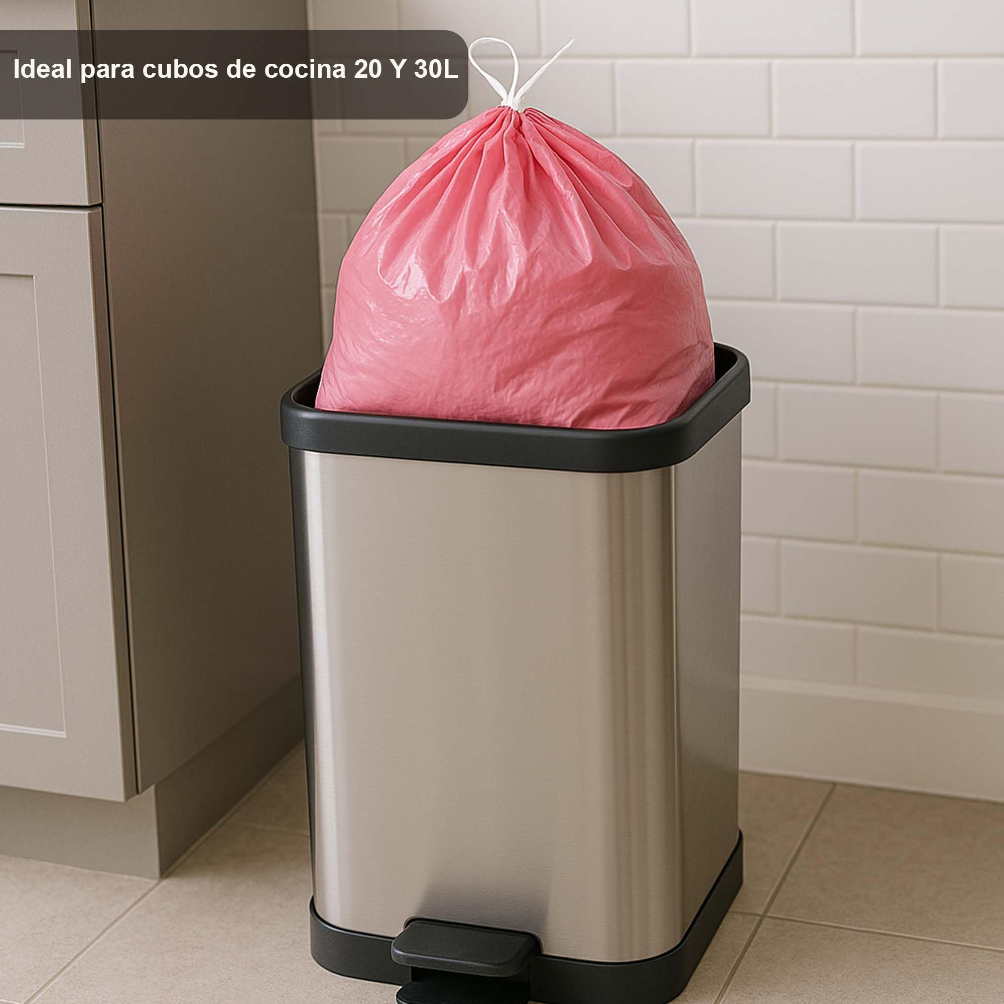 25 Rollos de Bolsas de Basura 30L (375 Unidades) con Autocierre | Resistentes, Prácticas e Higiénicas | Ideal para Uso Doméstico | Bolsas de Plástico | Económicas