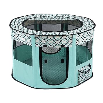 BAGESHWAR Balaji Portable Pet Playpen Foldable Dog Cat Play Pen Mesh Cage Play Tent Green M (64036015AGE)