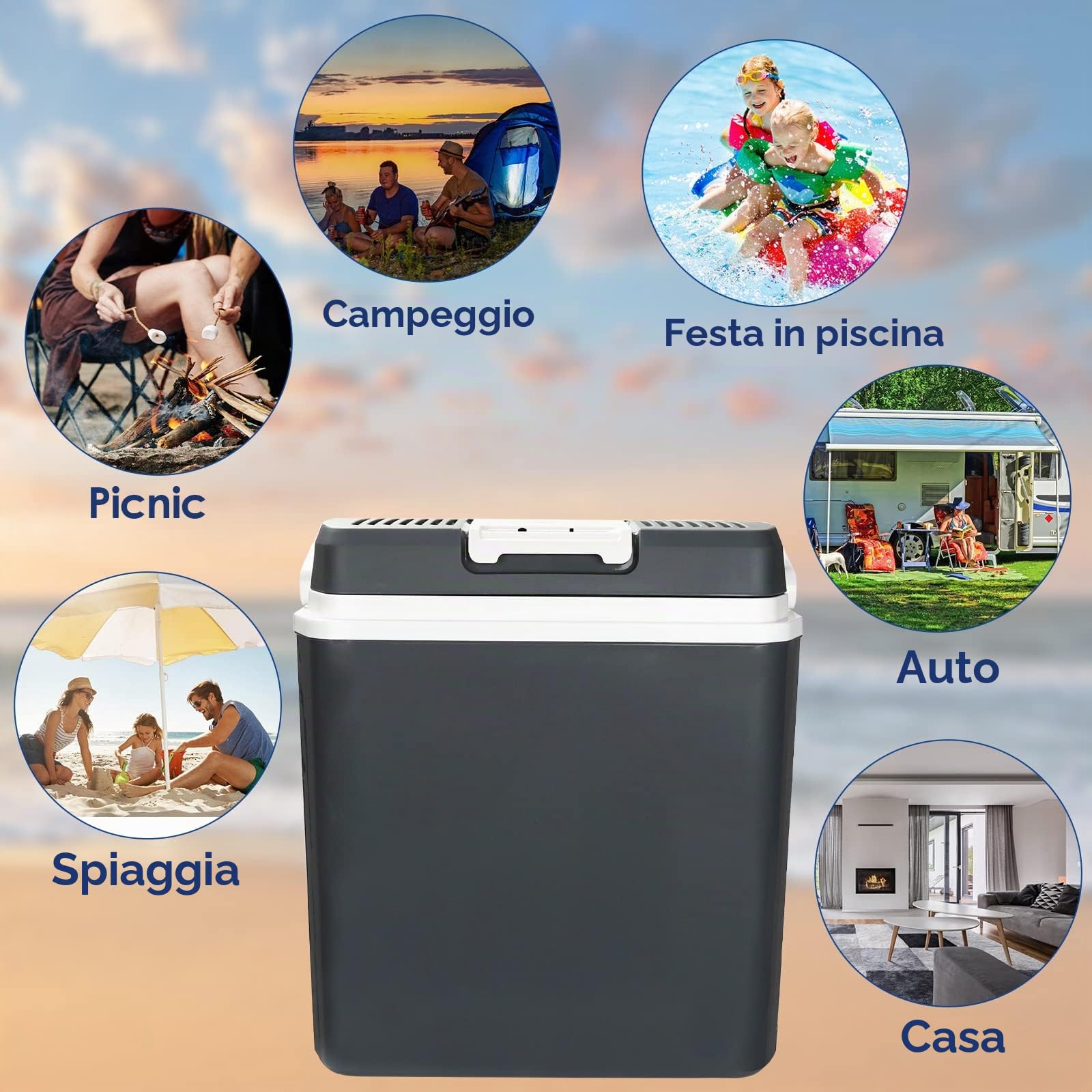 Ikodm Frigorifero elettrico da 24 litri, 12 V, 230 V, mini frigo per auto con modalità ECO, A++, per auto e campeggio