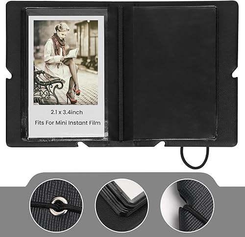 Miniatura 3 de Lifting Álbum de fotos de 28 bolsillos para cámaras instantáneas Fujifilm Instax Mini 70 7s 8 8+ 9 11 25 50s 90, Polaroid PIC 300, lomógrafos (negro