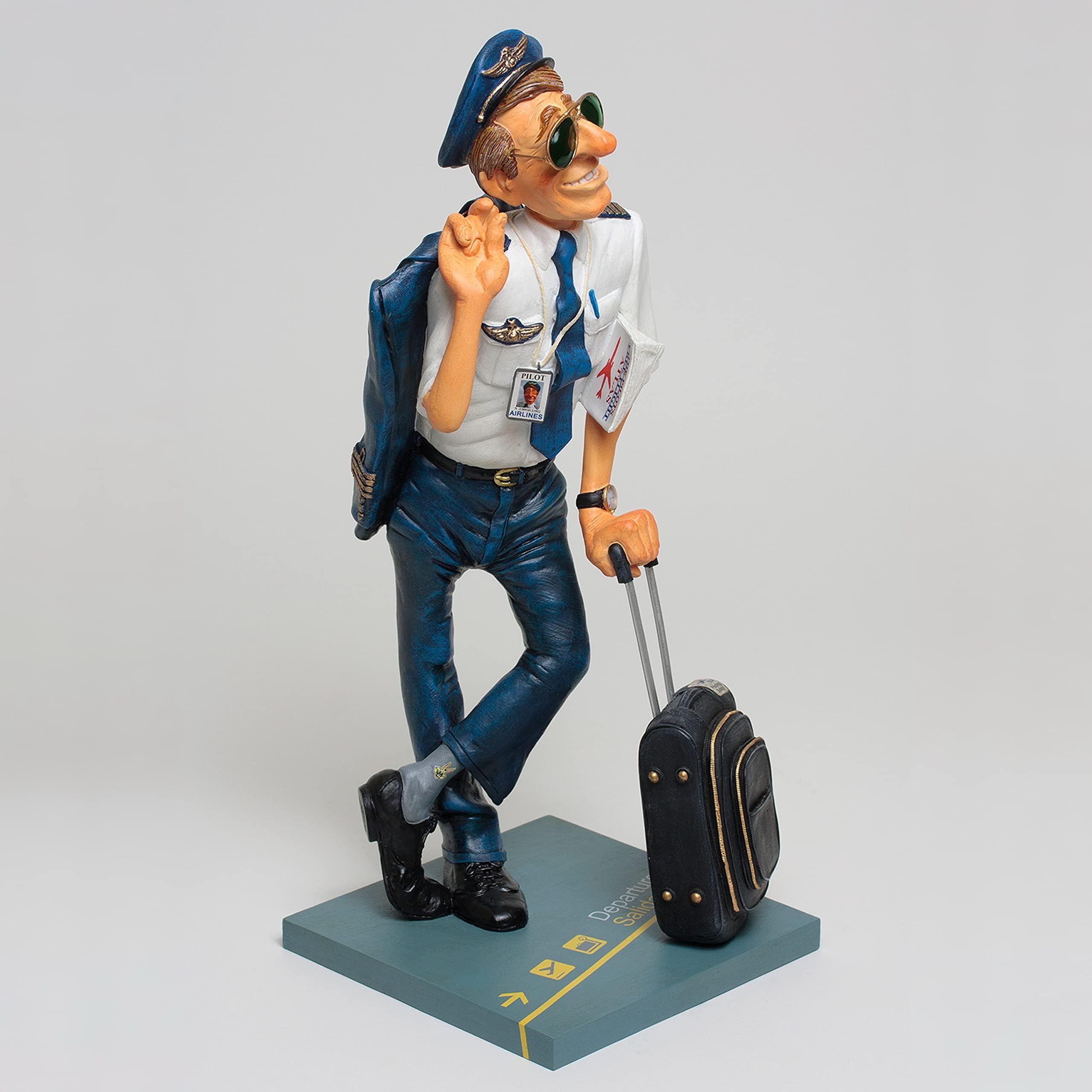 The Pilot Figurine – Handcrafted Resin Caricature Sculpture for Aviation Lovers & Collectors – Unique Airplane Pilot Gift & Office Decor